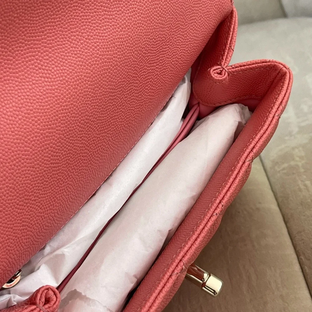 NEW CHANEL 22A Pink Caviar Small/ Old Mini Coco Handle Flap w/ receipt - Picture 14 of 15